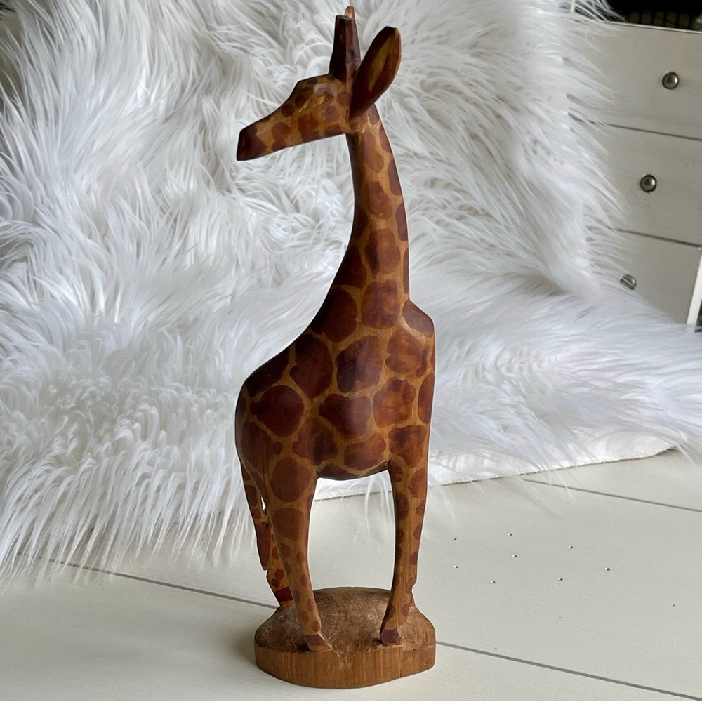 Pier 1 Imports Wood Figure Giraffe Kenya 12" Tall x 4" Wide